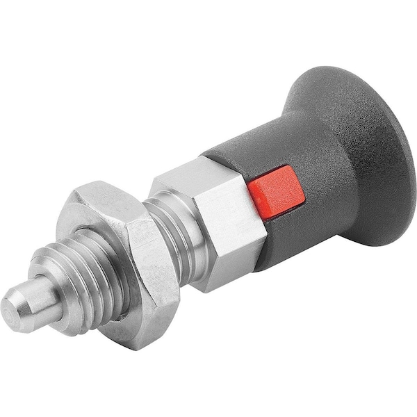 Indexing Plunger Size:4 D1=M20X1, 5, D=10, Form:B W Locknut, Stainless Not Hardened, Comp: Plastic